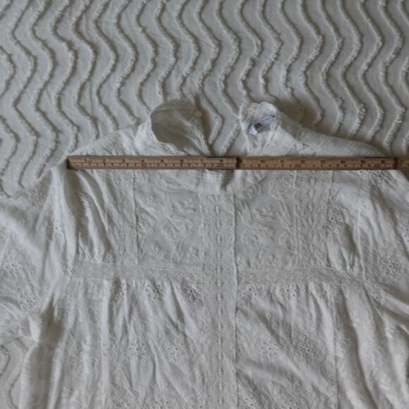 ZARA Broderie Anglaise and Lace XS White Top Embroidered 100% Cotton blouse - Picture 14 of 15